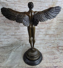 Signed: A.A.Weinman, Bronze Naked Icarus Sculpture art Deco Marble Base Figurine
