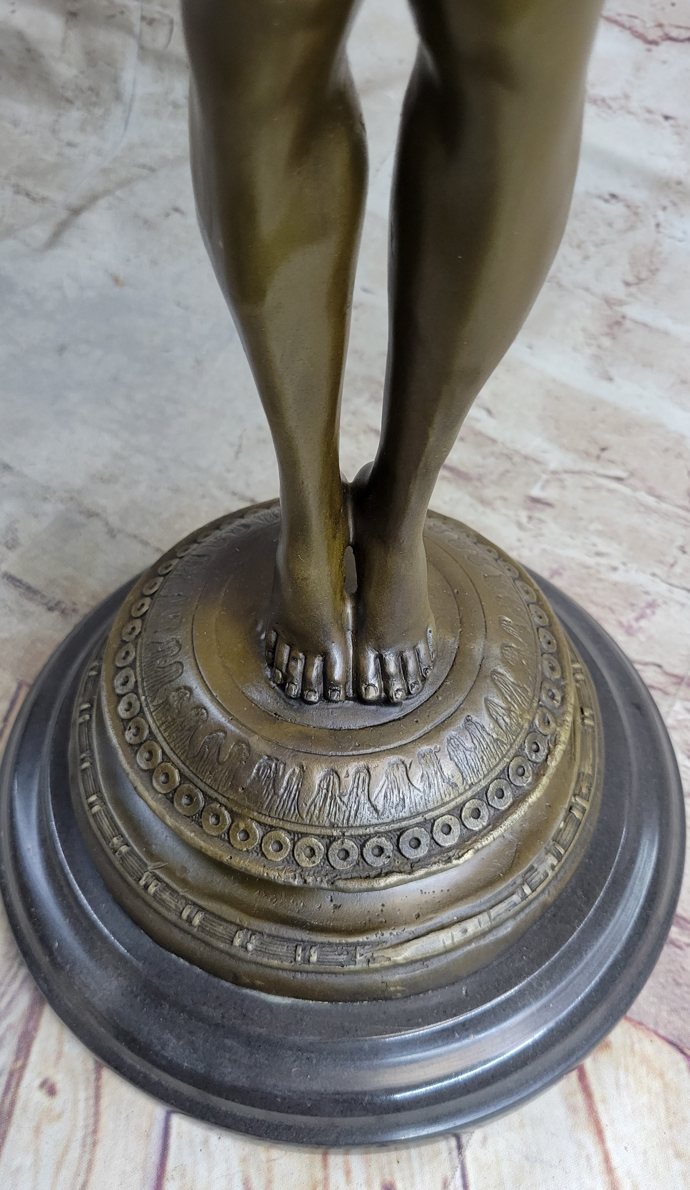 Signed: A.A.Weinman, Bronze Naked Icarus Sculpture art Deco Marble Base Figurine