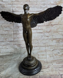 Signed: A.A.Weinman, Bronze Naked Icarus Sculpture art Deco Marble Base Figurine