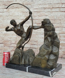 Nude Archer with Bow - Bronze Sculpture Statue by Emile Bourdelle on Marble Base