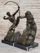 Nude Archer with Bow - Bronze Sculpture Statue by Emile Bourdelle on Marble Base