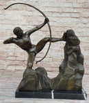 Nude Archer with Bow - Bronze Sculpture Statue by Emile Bourdelle on Marble Base