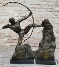 Nude Archer with Bow - Bronze Sculpture Statue by Emile Bourdelle on Marble Base