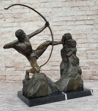 Nude Archer with Bow - Bronze Sculpture Statue by Emile Bourdelle on Marble Base