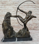 Nude Archer with Bow - Bronze Sculpture Statue by Emile Bourdelle on Marble Base