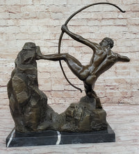 Nude Archer with Bow - Bronze Sculpture Statue by Emile Bourdelle on Marble Base