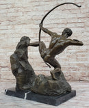 Nude Archer with Bow - Bronze Sculpture Statue by Emile Bourdelle on Marble Base
