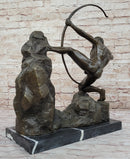 Nude Archer with Bow - Bronze Sculpture Statue by Emile Bourdelle on Marble Base