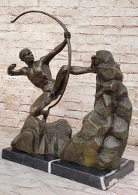 Nude Archer with Bow - Bronze Sculpture Statue by Emile Bourdelle on Marble Base