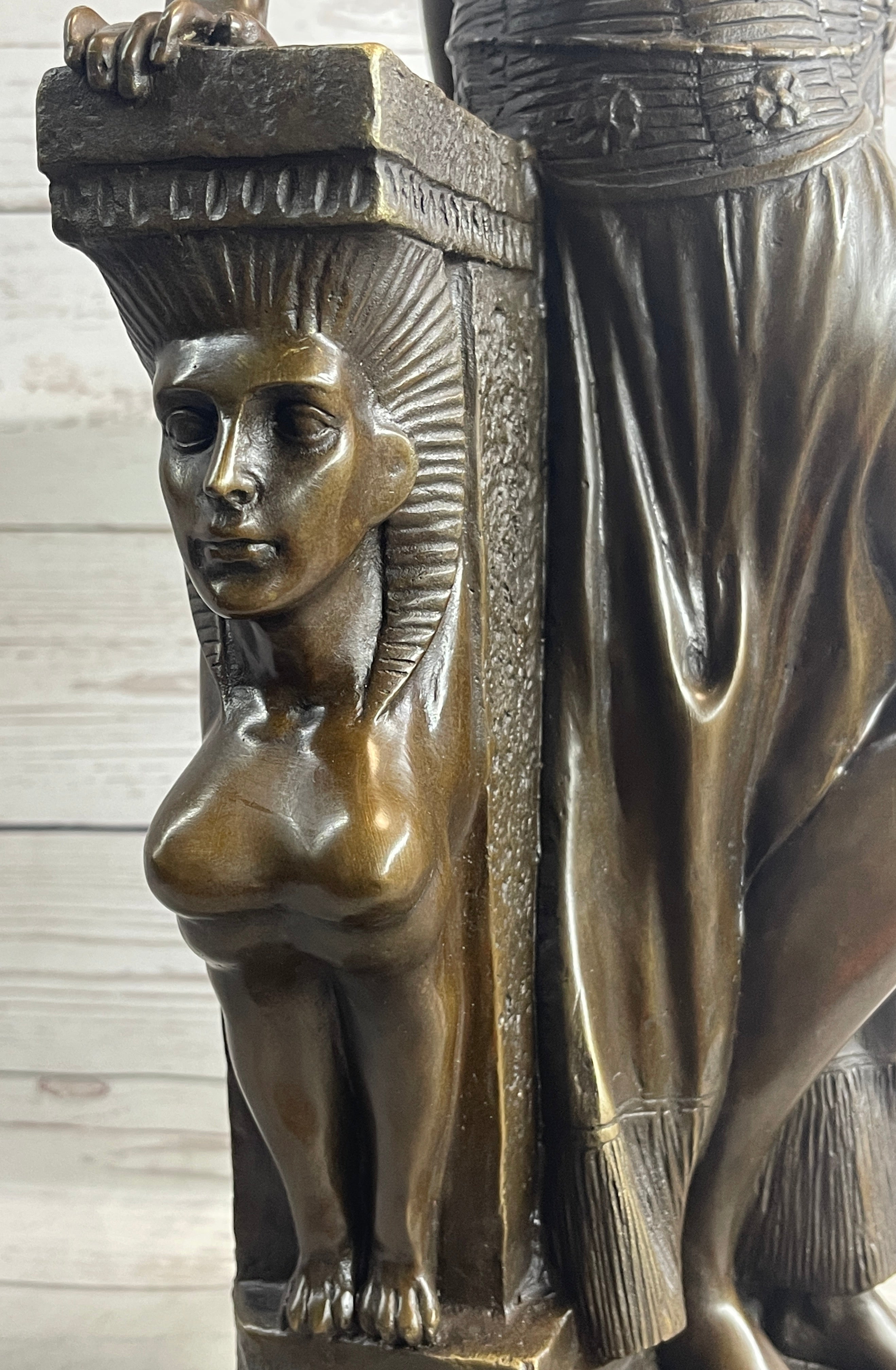 Cleopatra Egyptian Princess Sexy Semi Nude Bronze Sculpture Statue Decor on Marble Base