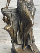Cleopatra Egyptian Princess Sexy Semi Nude Bronze Sculpture Statue Decor on Marble Base