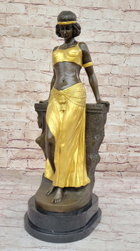 Art Deco Bronze Egyptian Girl Cleopatra Sculpture by Milo