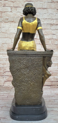 Art Deco Bronze Egyptian Girl Cleopatra Sculpture by Milo