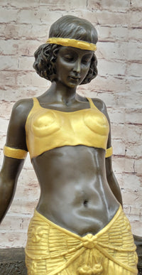 Art Deco Bronze Egyptian Girl Cleopatra Sculpture by Milo