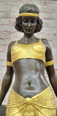 Art Deco Bronze Egyptian Girl Cleopatra Sculpture by Milo
