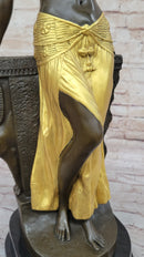 Art Deco Bronze Egyptian Girl Cleopatra Sculpture by Milo