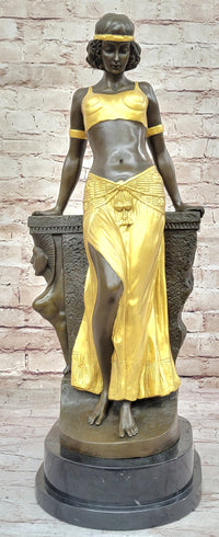 Art Deco Bronze Egyptian Girl Cleopatra Sculpture by Milo