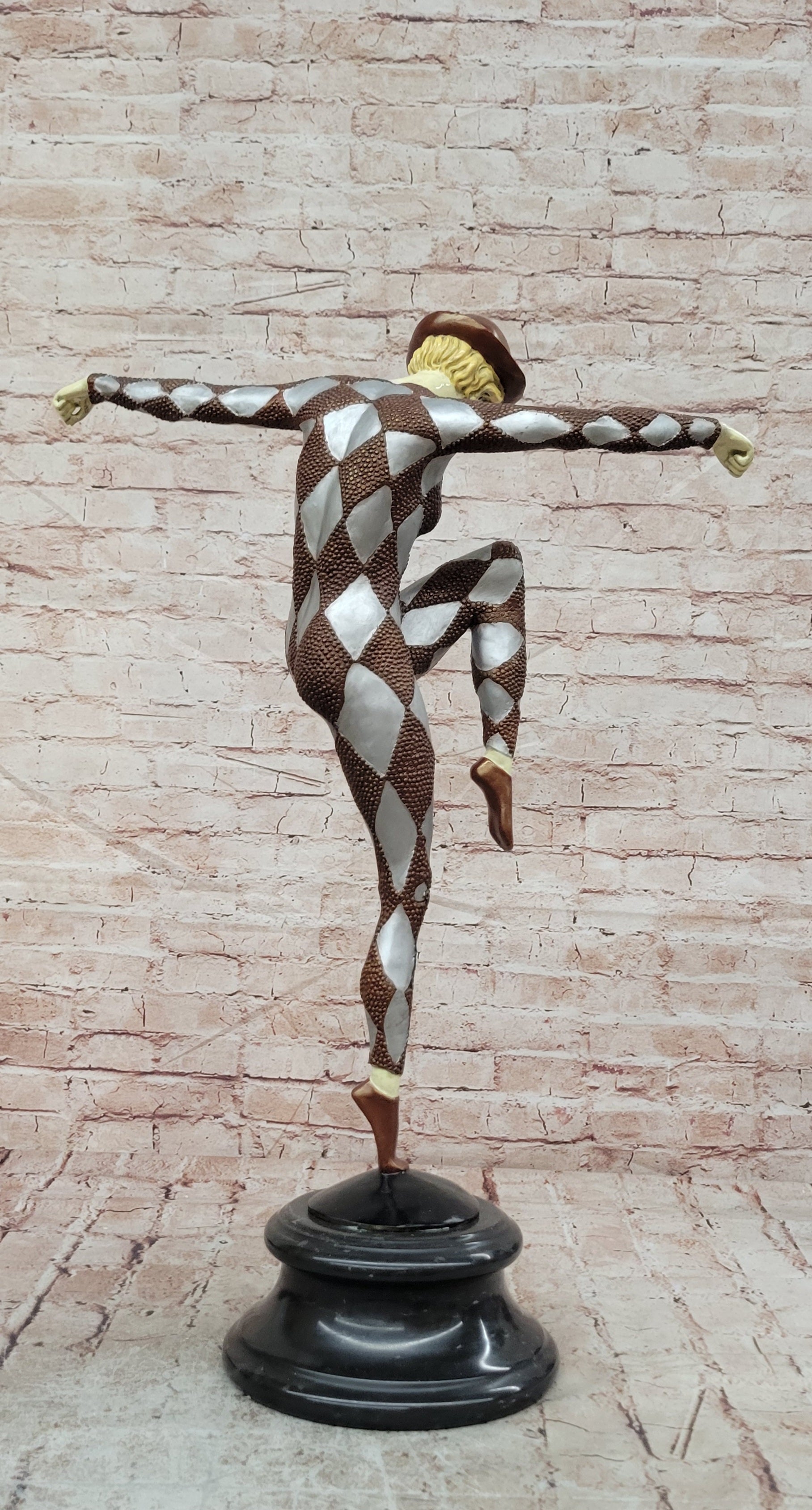 Dancing Harlequin Bronze Sculpture After Chiparus Unique Cold Paint Statue