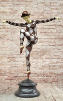 Dancing Harlequin Bronze Sculpture After Chiparus Unique Cold Paint Statue