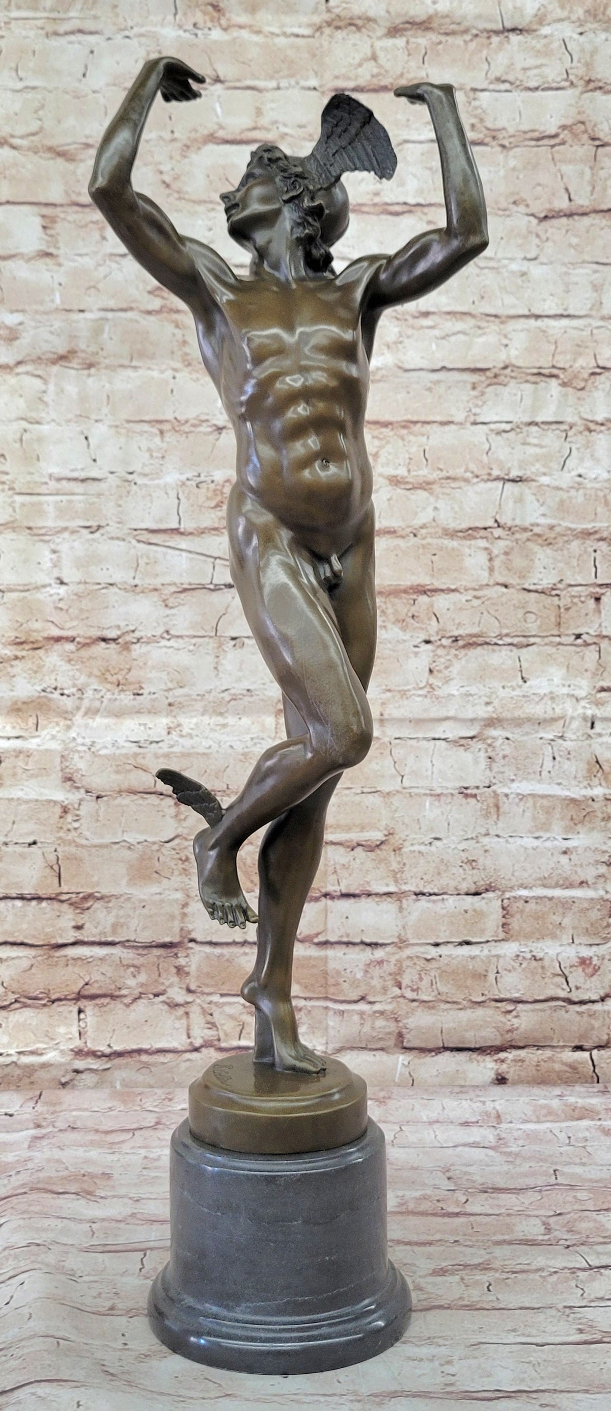 Nude Flying Mercury Hermes Bronze Art Sculpture By Cellini Greek Roman Mythology