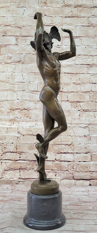 Nude Flying Mercury Hermes Bronze Art Sculpture By Cellini Greek Roman Mythology