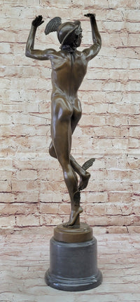 Nude Flying Mercury Hermes Bronze Art Sculpture By Cellini Greek Roman Mythology