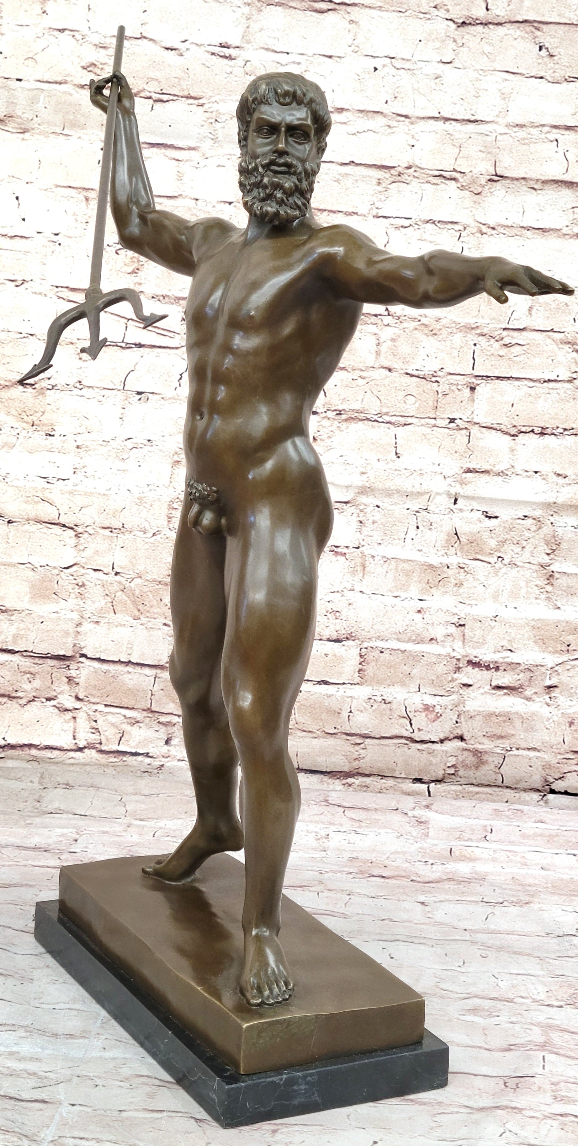 Artemision Bronze Sculpture of Nude Zeus or Poseidon Greek Mythology Replica Statue