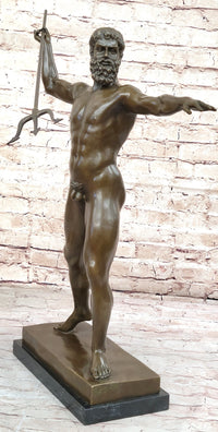 Artemision Bronze Sculpture of Nude Zeus or Poseidon Greek Mythology Replica Statue