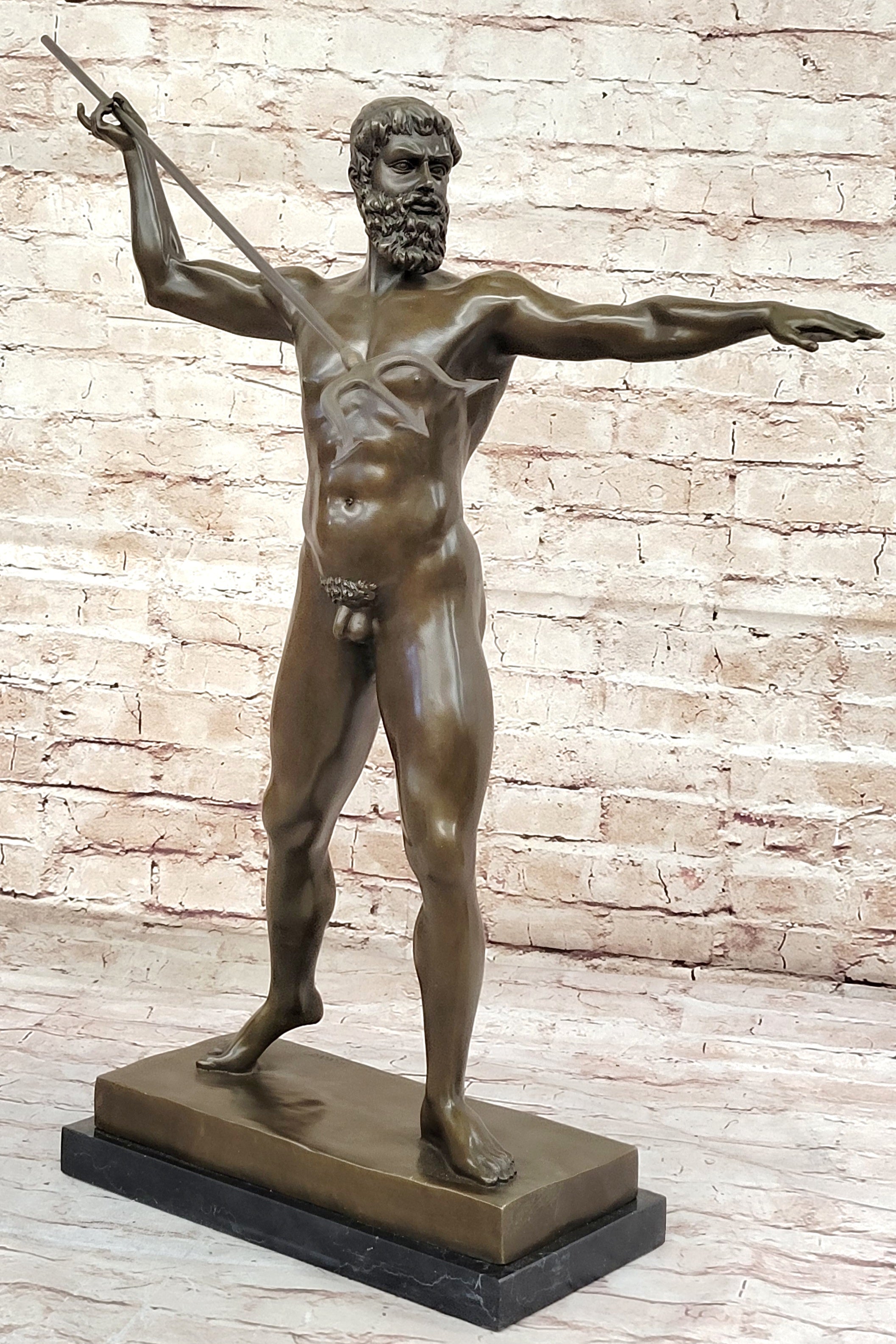 Artemision Bronze Sculpture of Nude Zeus or Poseidon Greek Mythology Replica Statue