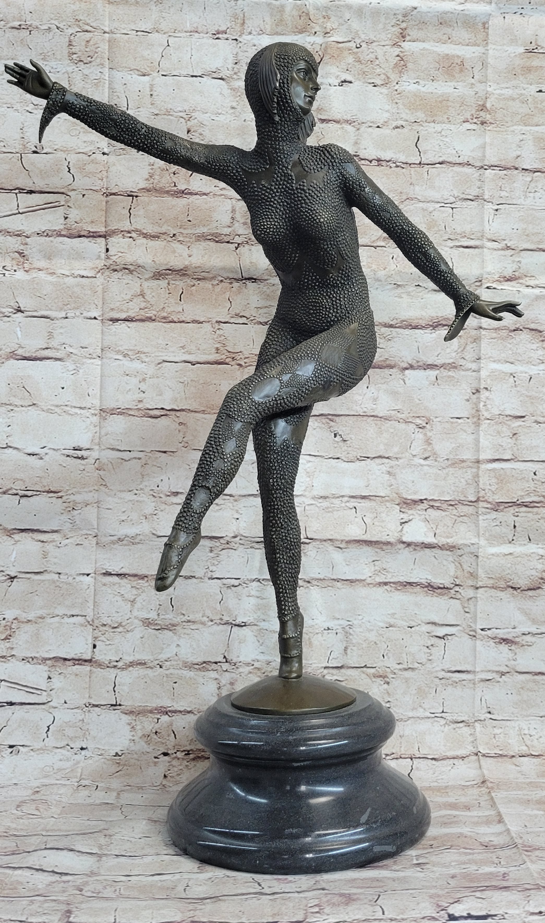 Chiparus Art Deco Russian Ballet Dancer Ballerina Bronze on Marble
