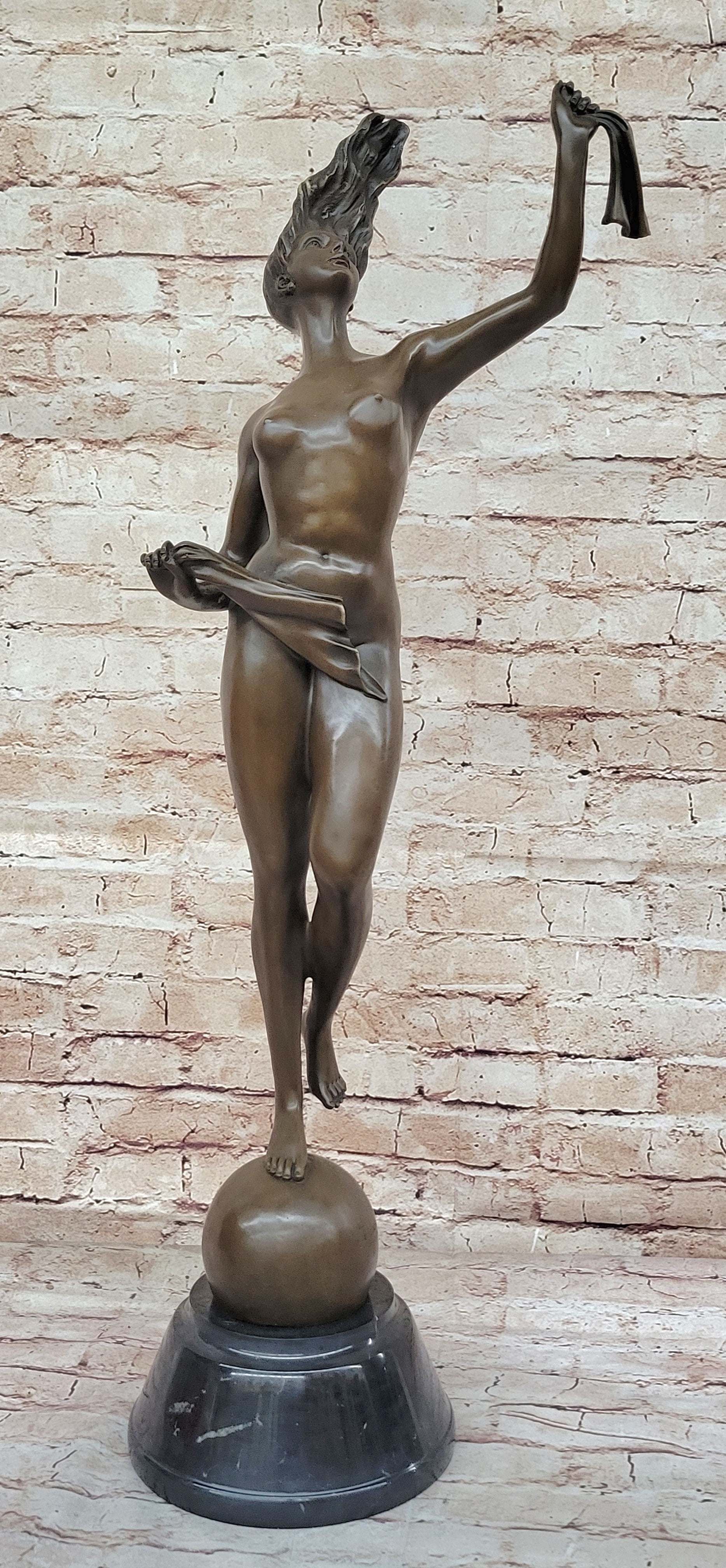 Nude Female Figure Holding a Conch Shell - Bronze Sculpture by Danese Cattaneo