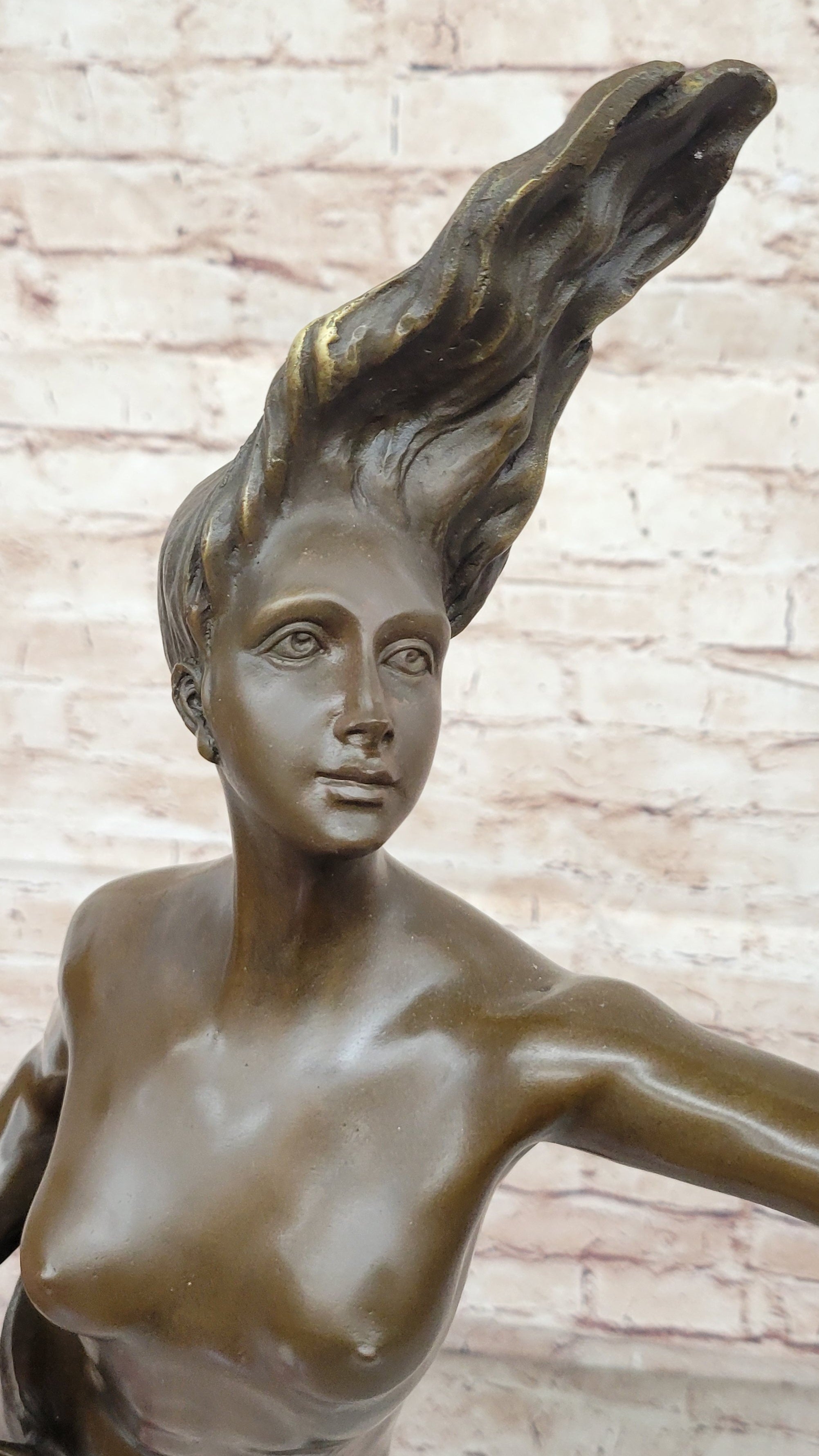 Nude Female Figure Holding a Conch Shell - Bronze Sculpture by Danese Cattaneo