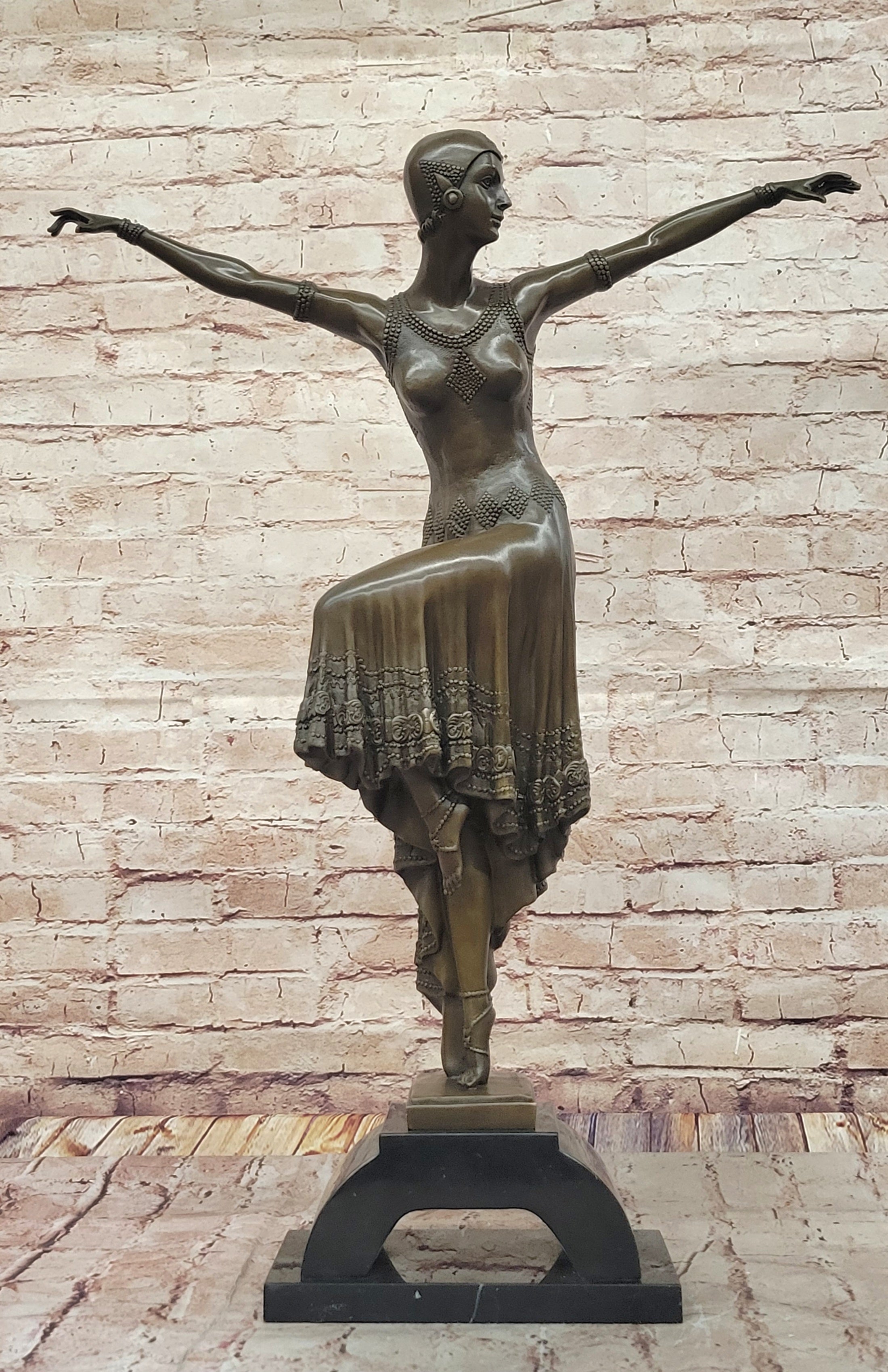 Chiparus Bronze Dancing Sculpture – Art Deco Ballet on Marble