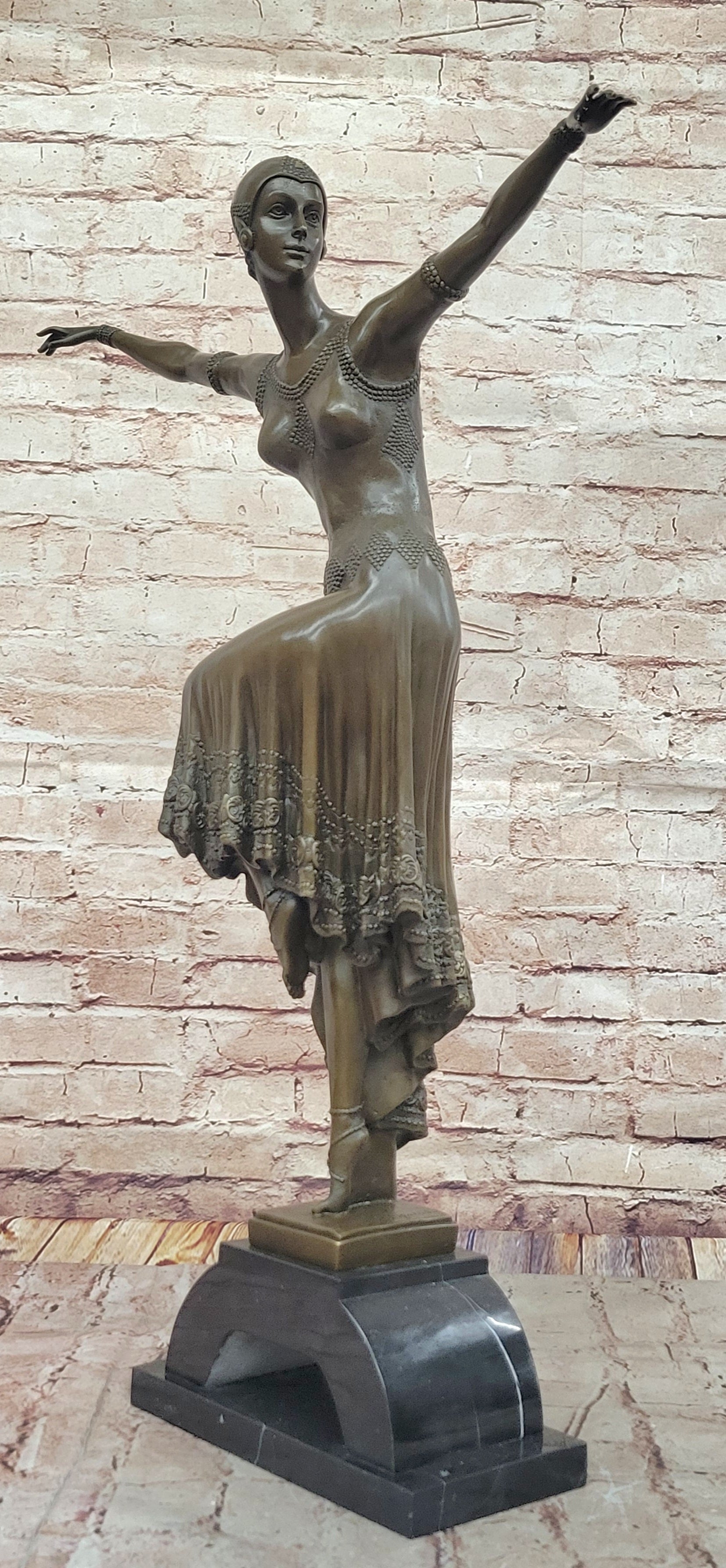 Chiparus Bronze Dancing Sculpture – Art Deco Ballet on Marble
