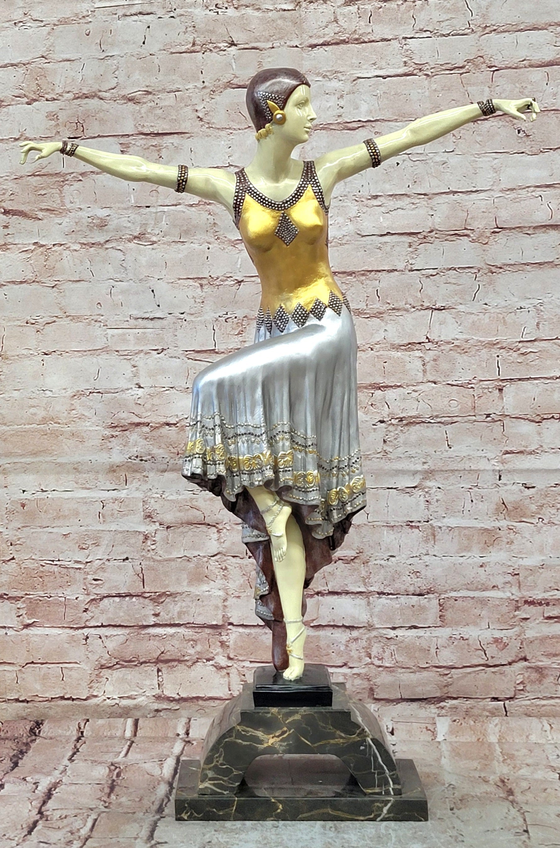 Art Deco Dancer Bronze Sculpture by Demetre Chiparus Shimmer Figurine