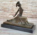 Art Deco Dancer Girl w/ Long Skirt - Bronze Sculpture by Chiparus