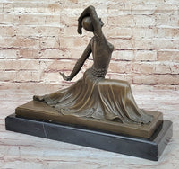 Art Deco Dancer Girl w/ Long Skirt - Bronze Sculpture by Chiparus