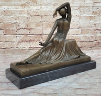 Art Deco Dancer Girl w/ Long Skirt - Bronze Sculpture by Chiparus