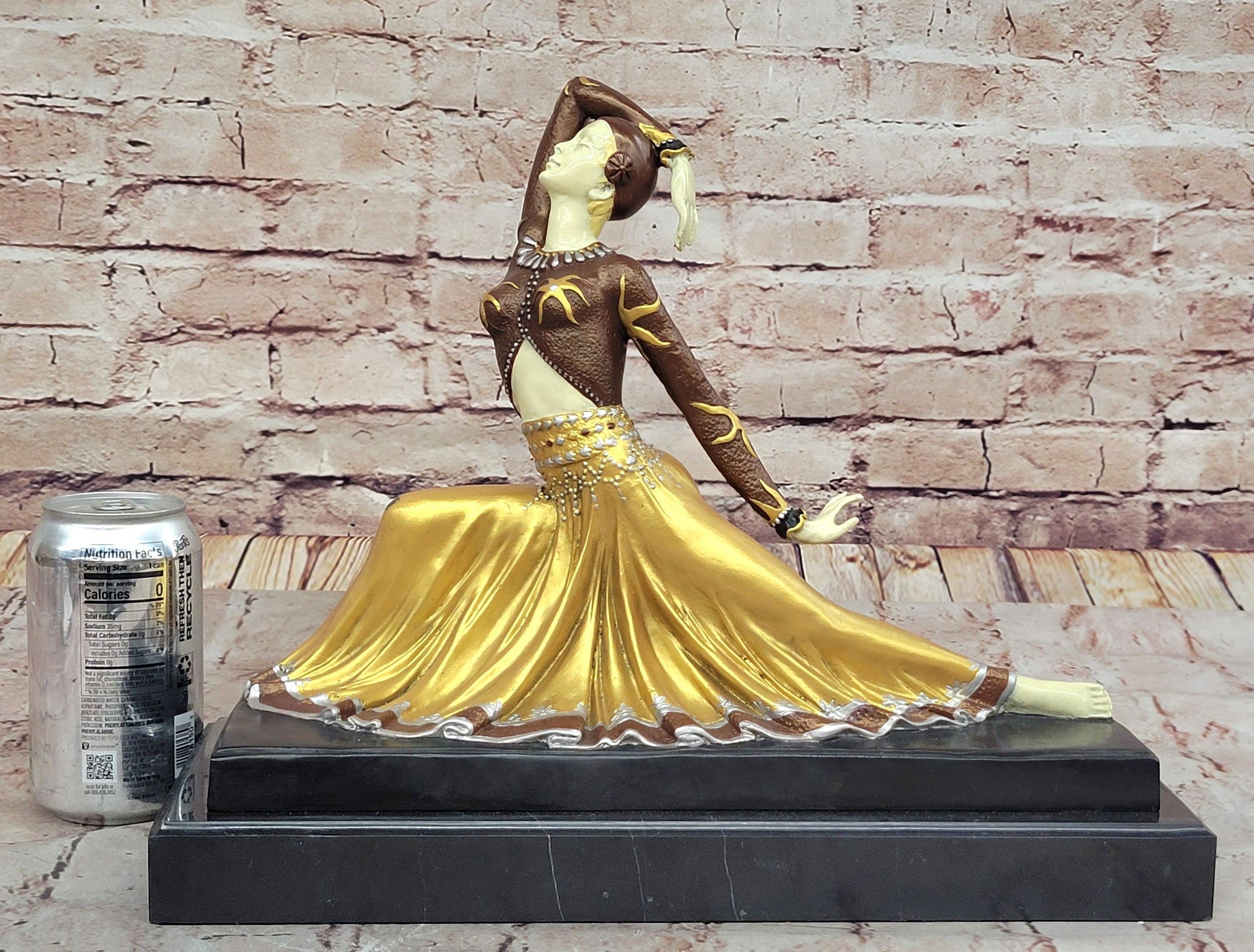 Chiparus Dancer in Long Skirt - Gold Patina Bronze