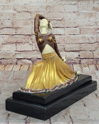 Chiparus Dancer in Long Skirt - Gold Patina Bronze