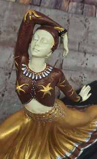 Chiparus Dancer in Long Skirt - Gold Patina Bronze