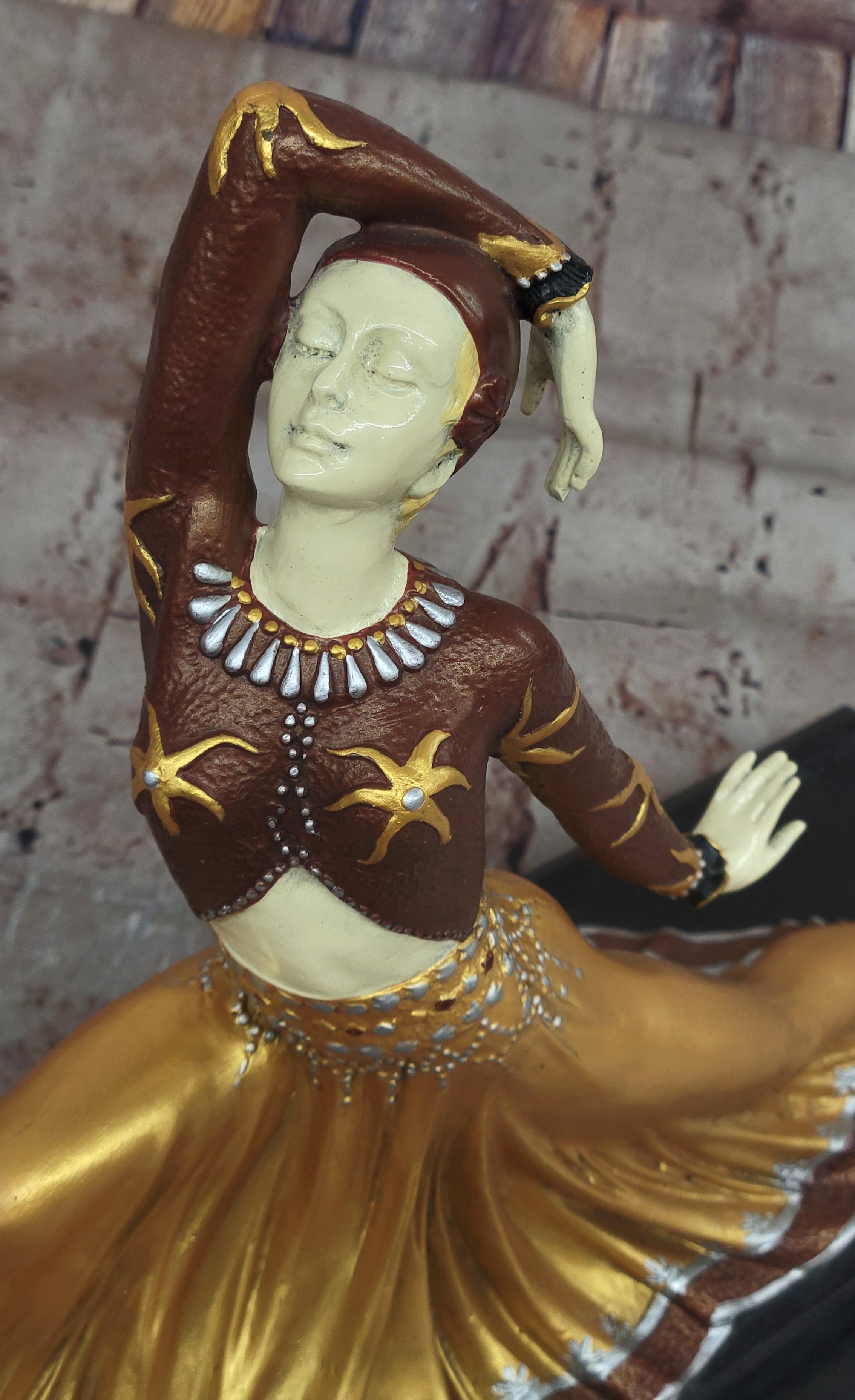 Chiparus Dancer in Long Skirt - Gold Patina Bronze