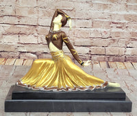 Chiparus Dancer in Long Skirt - Gold Patina Bronze
