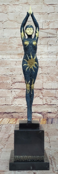 Abstract Art Deco Bronze Figure by Chiparus with Gold Accents