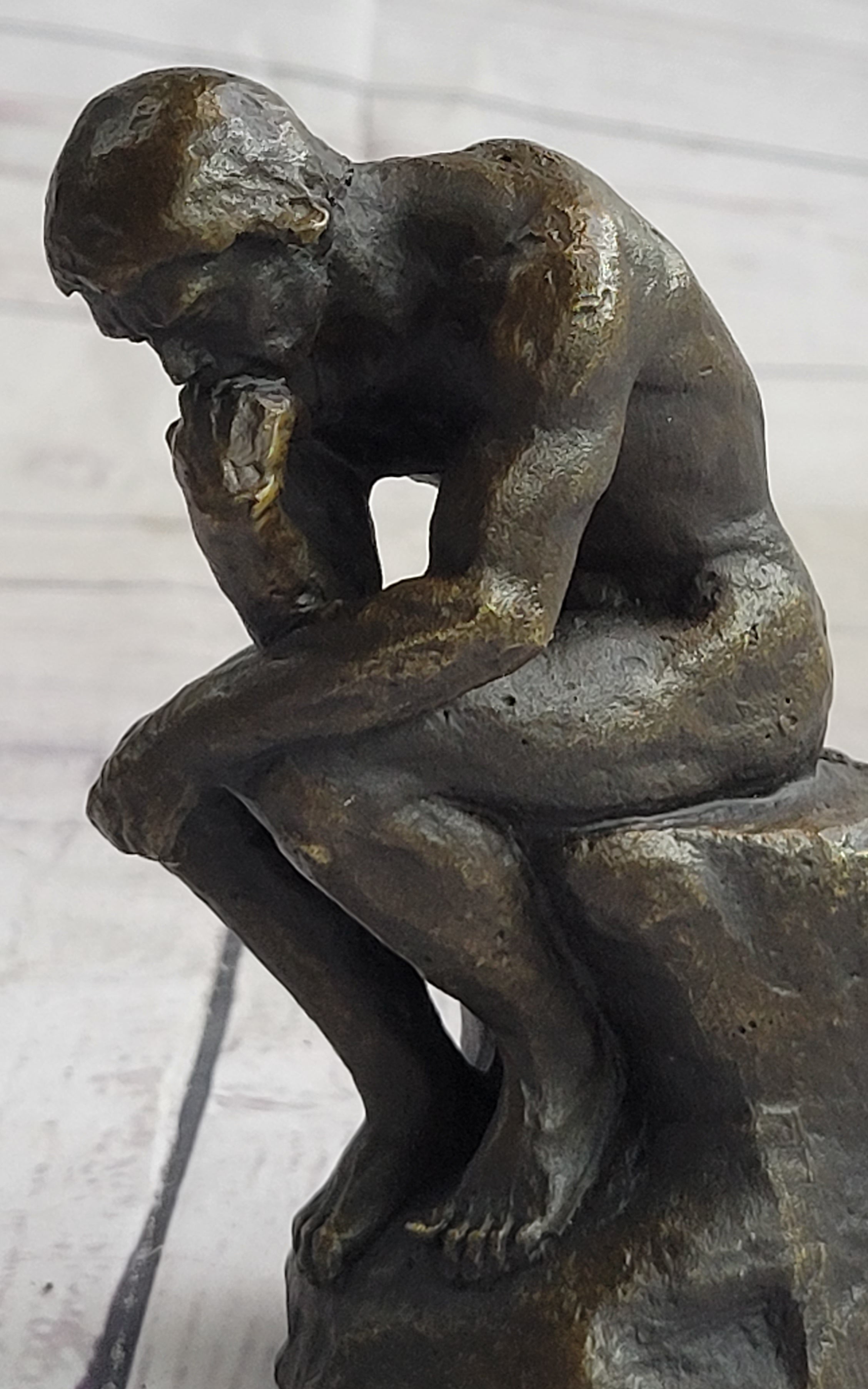Auguste Rodin The Thinker Male Figure Bronze Sculpture