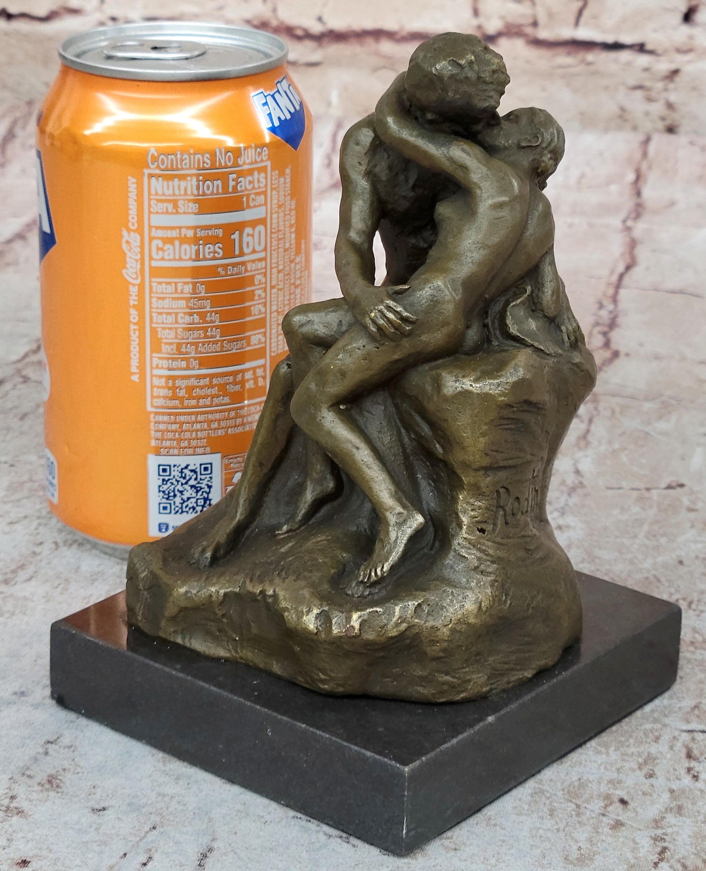 Vintage bronze the Kiss Nude Rodin Sculpture Art Deco Lost wax