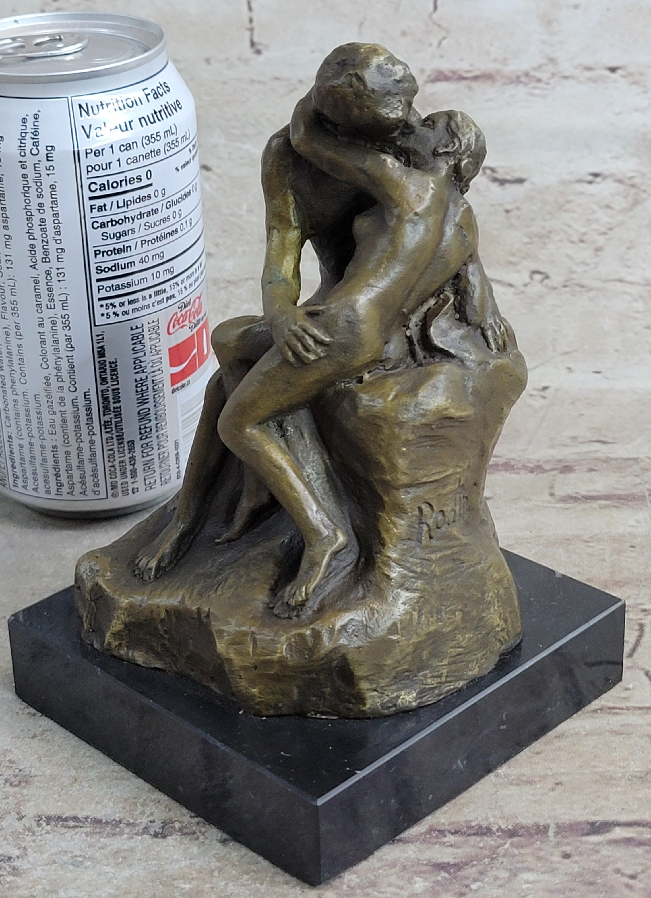 Signed Rodin Kiss Romance Love Lovers Bronze Marble Sculpture