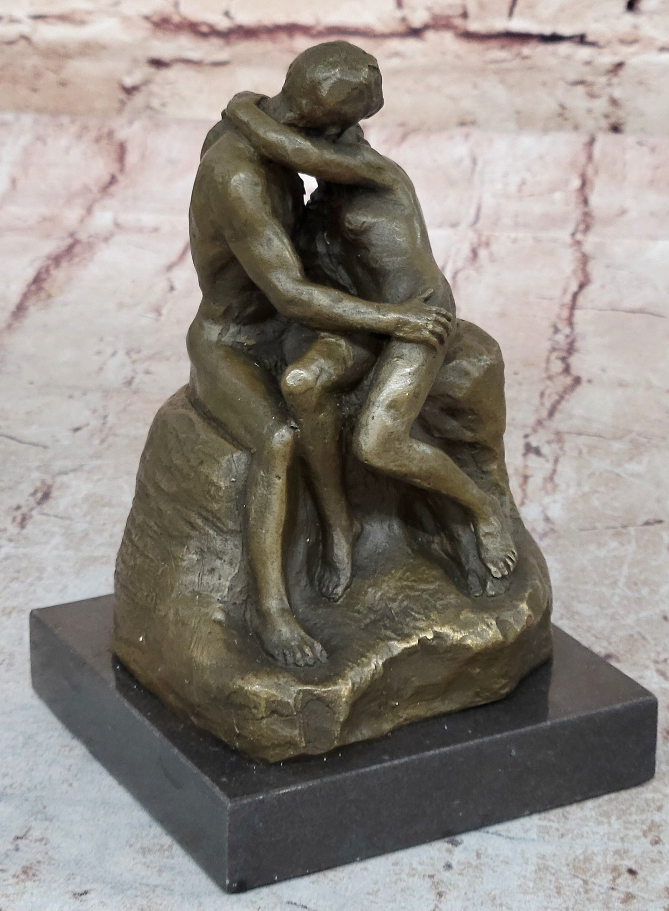 Vintage bronze the Kiss Nude Rodin Sculpture Art Deco Lost wax