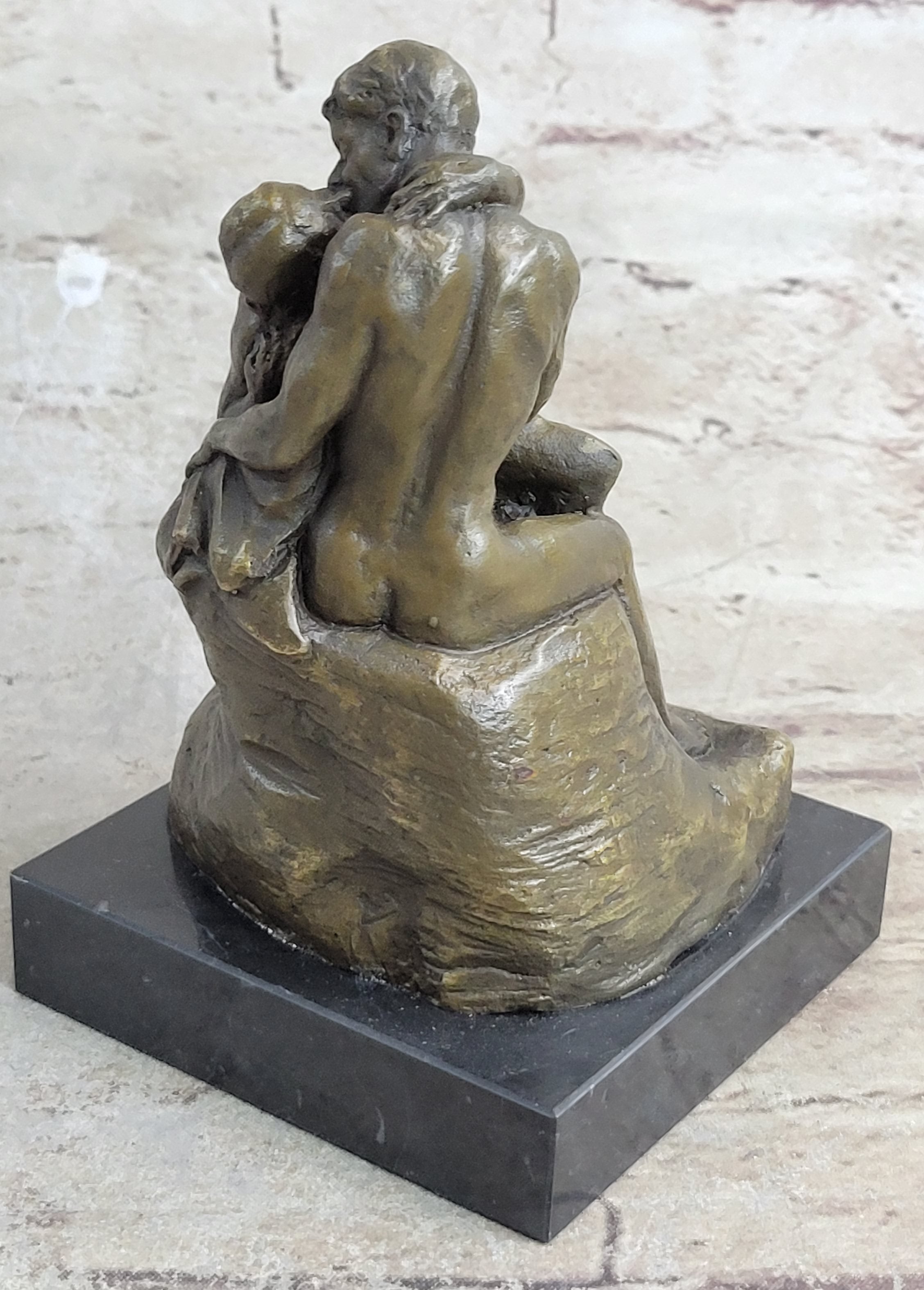 Signed Rodin Kiss Romance Love Lovers Bronze Marble Sculpture