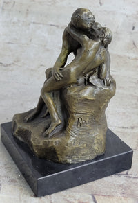 Signed Rodin Kiss Romance Love Lovers Bronze Marble Sculpture